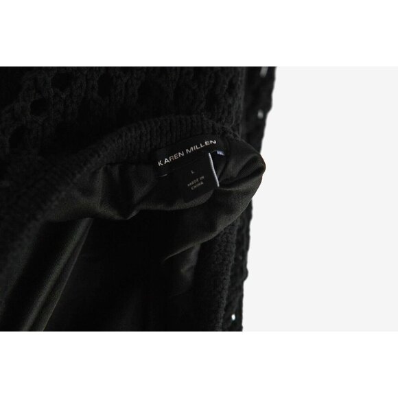 Karen Millen Women's L Black Embroidered Maxi Dress Summer with Fringe - Picture 8 of 13